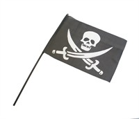 Pirat Fahne am Stock, L=63 cm (Fahne = 40x29 cm)