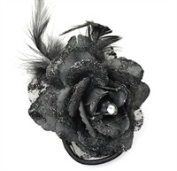 Flower black with badge and hair elastic