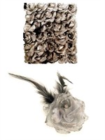 Blume silber mit Spange und Haargummi 