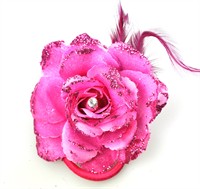 Blume hot pink mit Spange und Haargummi 