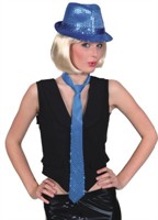 Krawatte Pailletten blau 