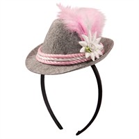 Diadeem hoed Oktoberfeest roze/wit