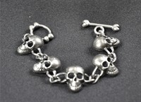 Armreif Totenkopf grau Halloween