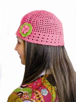 Häkelmütze neon pink Hippie 