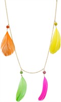 Halskette Hippie mit Federn bunt