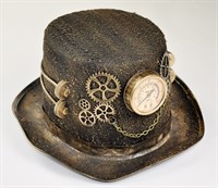 Zylinder Steampunk gold mit Deko