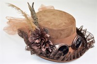 Hut Steampunk braun mit Brille