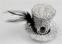 Hoge hoed mini zilver glitter