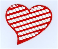 Hotfix ironing application heart  red/white 6cm
