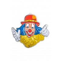 Wall Decoration Clown  blue hair with hat 50x50cm