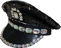 Sequin cap black