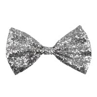Bow tie glitter silver