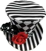 Hoge hoed medium zwart/wit met clips