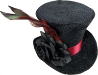 Hoge hoed medium zwarte roos en clips