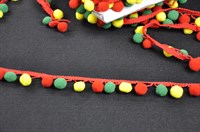 Bobble-braid red/yellow/green 2m