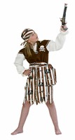 Piratin braun/ecru 3-tlg (Kleid,Schärpe,Bandana)