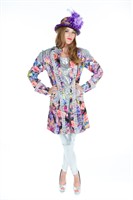 Jas bonte bloemen zilver