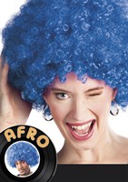 Pruik Afro blauw