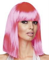 Pruik dance neon roze