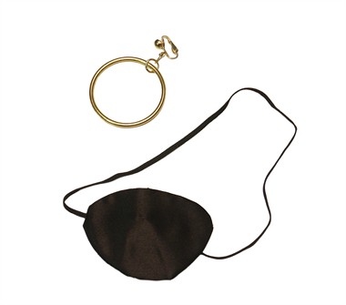 Pirate-eyepatch (7x5 cm) and ring