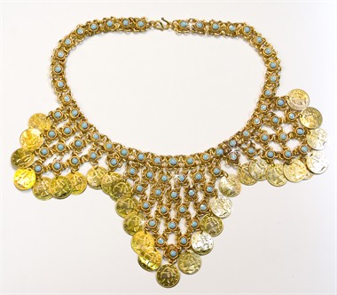 Munten ketting Bolly goud/turkoois