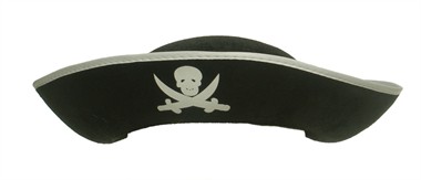 Hoed Piraat (wit band)  (H=9 cm) mt. 59