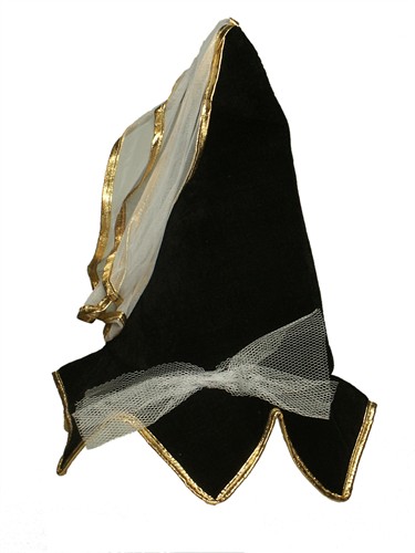 Heksenhoed fluweel met tule halloween, one size (H=32 cm)