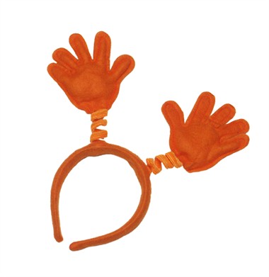Haarreif Hände winken Orange (H=14 cm)
