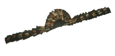 Hoedenband van veren zwart/natuur (L=70 cm)