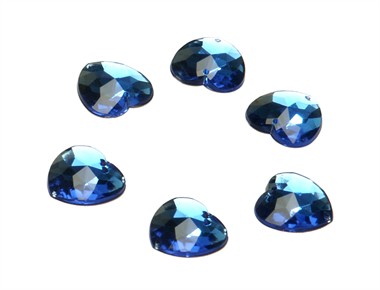 Stenen hart blauw 24 st. (16 mm)