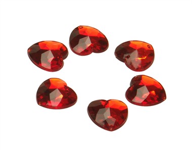 Strass heart red 24 pcs (16 mm)