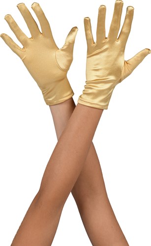 Handschoenen satijn kort goud