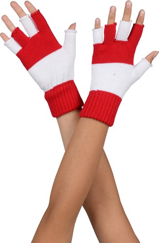 Halbfinger Handschuhe rot/weiss
