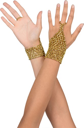 Handschuhe aus Perlen Gold 