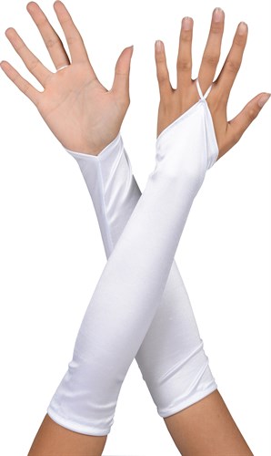 Handschuhe Fingerlos Lang Weiss