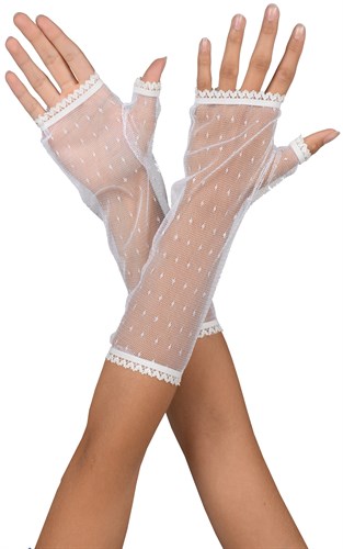 Netz-handschuhe fingerlos Weiss