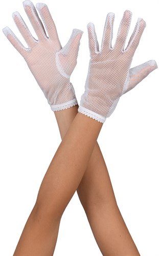 Netz-handschuhe kurz Weiss
