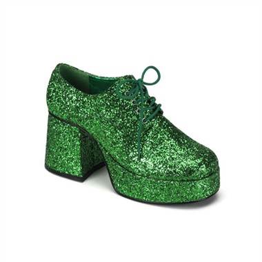 Paar herenschoenen van groen/zwart slangenleer met puntige, lange neus,  kleine hak, \