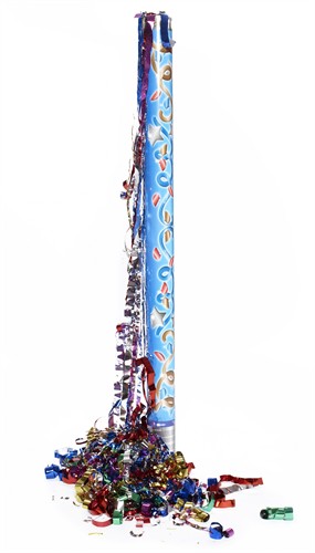 Konfettikanone & Luftschlangen bunt Folie 80cm
