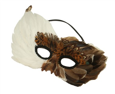 Federmaske weiß/braun/schwarz 