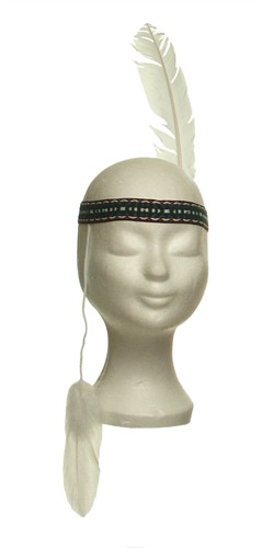 Indianen hoofdband wit/zwart (H=26 cm)