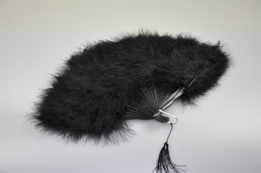 Fächer schwarz mit Federn 