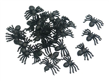 Spinnen in blister halloween 40 stuks (1,5x1,5 cm)