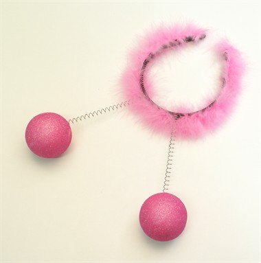 Haarreif Glitterball Pink (Ball Ø=6 cm)