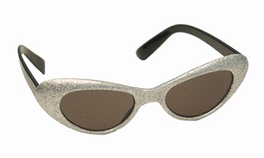 Glitter-brille oval Silber
