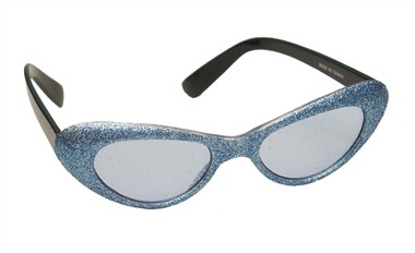 Glitter-bril ovaal blauw