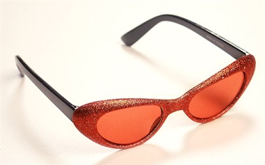 Glitter-bril ovaal rood
