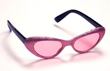 Glitter-bril ovaal pink
