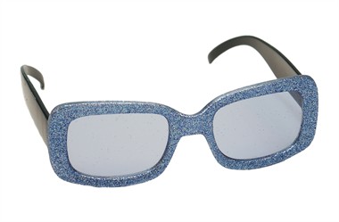 Glitter-bril hoekig blauw