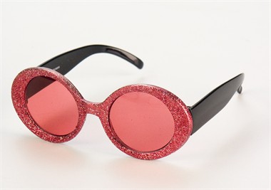 Glitter-brille rund Pink